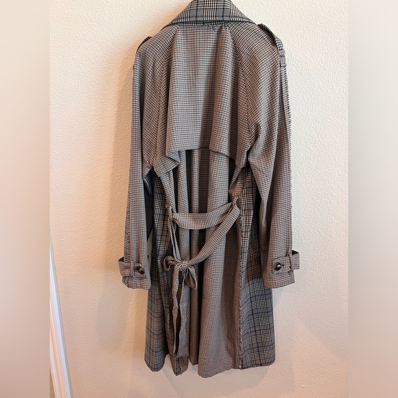 Steve Madden Black and Gray Plaid Trench Coat - Picture 3 of 4